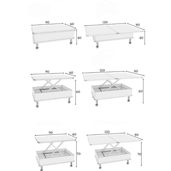 Table basse avec plateau modulable Helsinki - ASI-2681