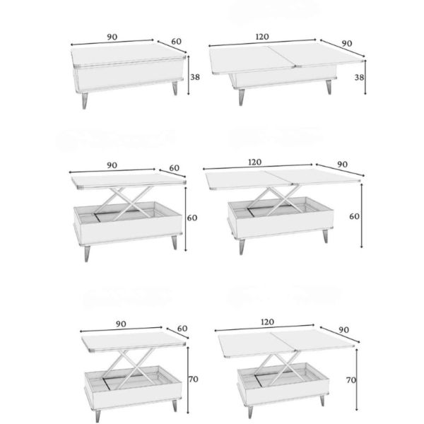 Table basse avec plateau modulable Ottowa Ada - ASI-2673