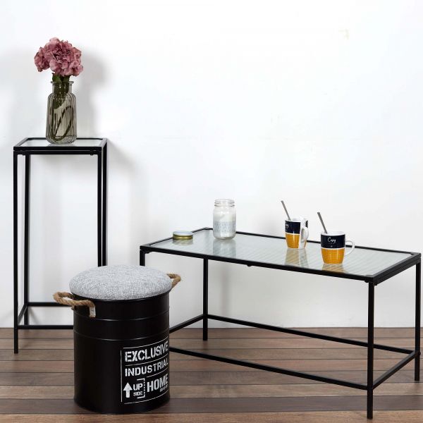 Table basse plateau en verre texturé Rosa - THE HOME DECO FACTORY