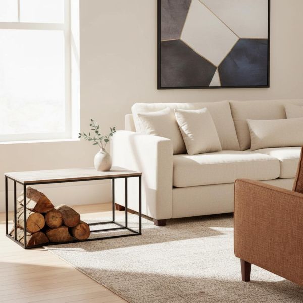 Table basse porte bûches en bois et métal Rondo - AUBRY GASPARD