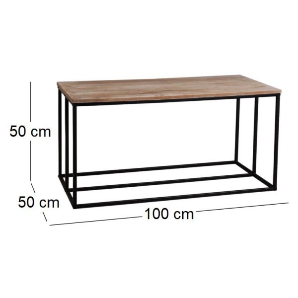 Table basse porte bûches en bois et métal Rondo - AUB-3203