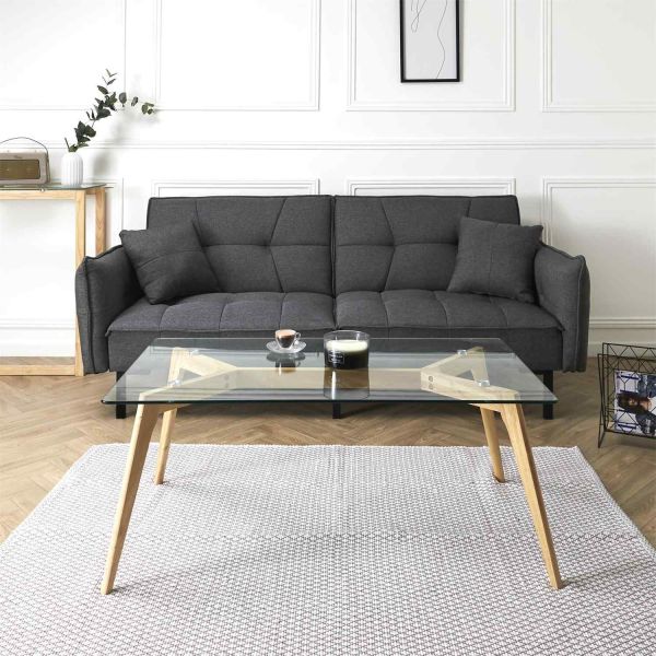 Table basse rectangulaire en verre 110 x 60 x 45 cm - THE HOME DECO FACTORY