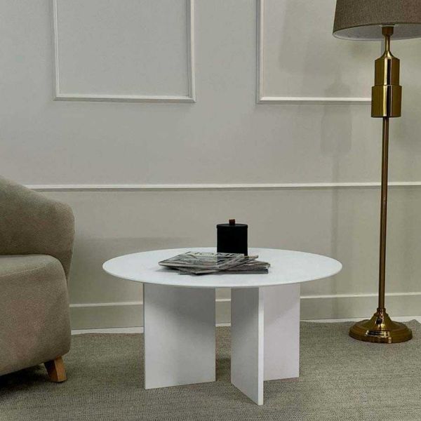 Table basse ronde 80 cm en aggloméré Leo - HANAH HOME