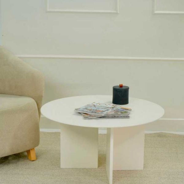Table basse ronde 80 cm en aggloméré Leo - HANAH HOME