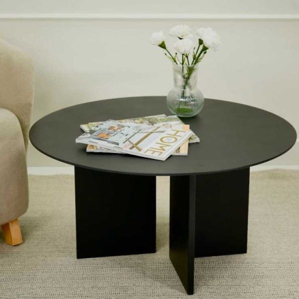 Table basse ronde 80 cm en aggloméré Leo - HANAH HOME