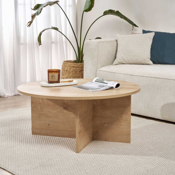 Table basse ronde en aggloméré Soleil - HANAH HOME