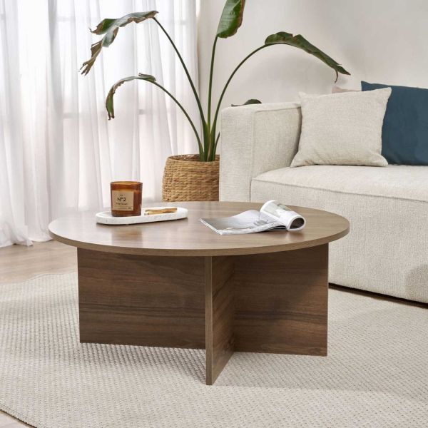 Table basse ronde en aggloméré Soleil - HANAH HOME