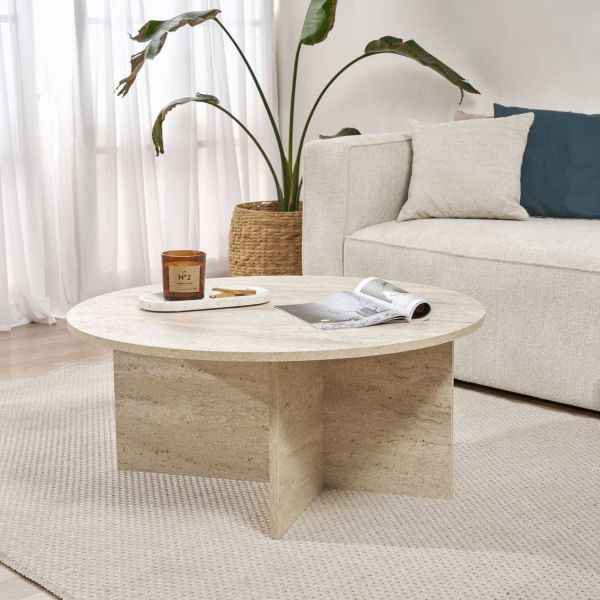Table basse ronde en aggloméré Soleil - HANAH HOME