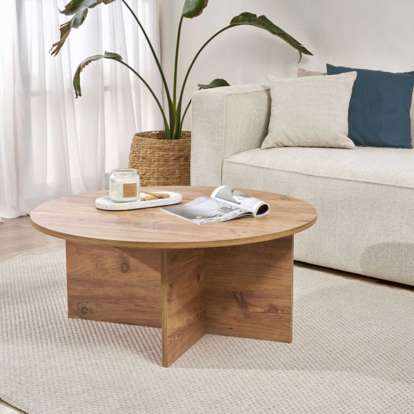 Table basse ronde en aggloméré Soleil - HANAH HOME