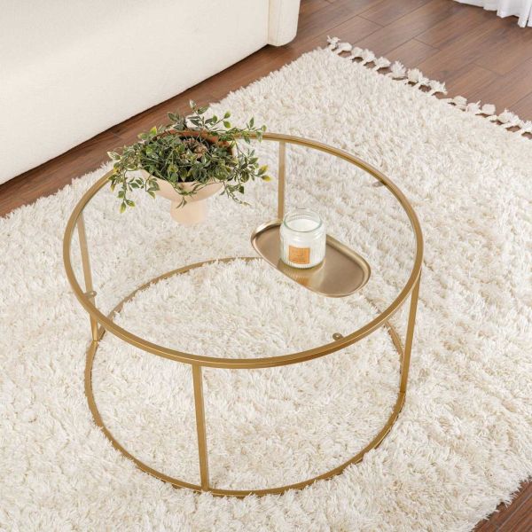 Table basse ronde en métal et verre Aurum - 5