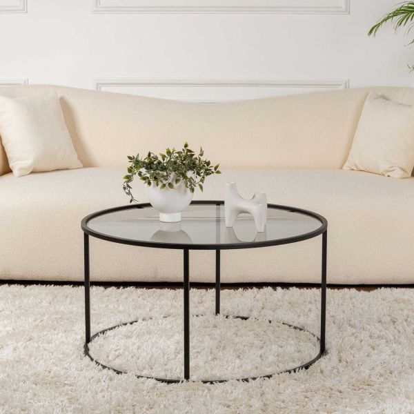Table basse ronde en métal et verre Aurum - 6