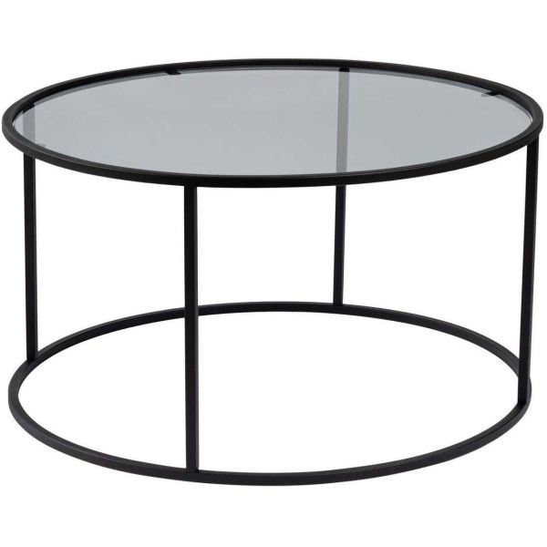 Table basse ronde en métal et verre Aurum