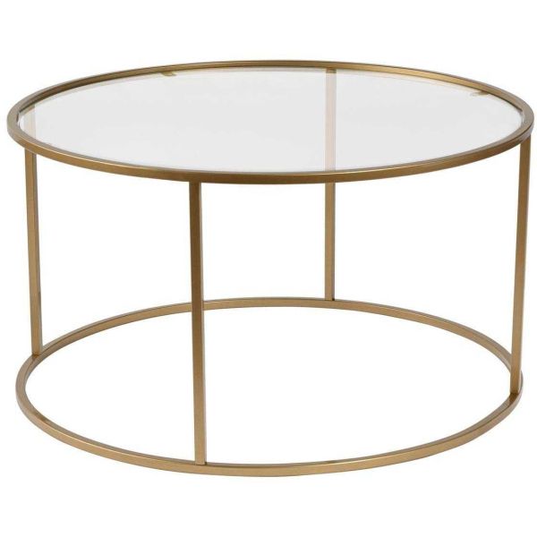 Table basse ronde en métal et verre Aurum