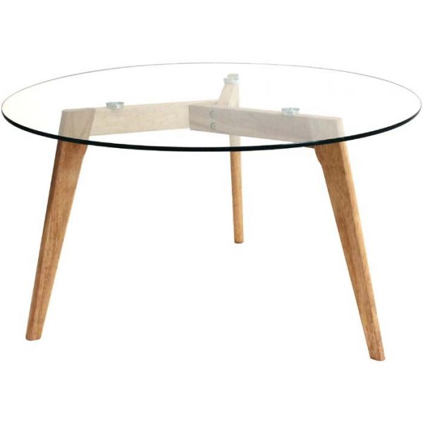 Table basse ronde plateau en verre 80 cm