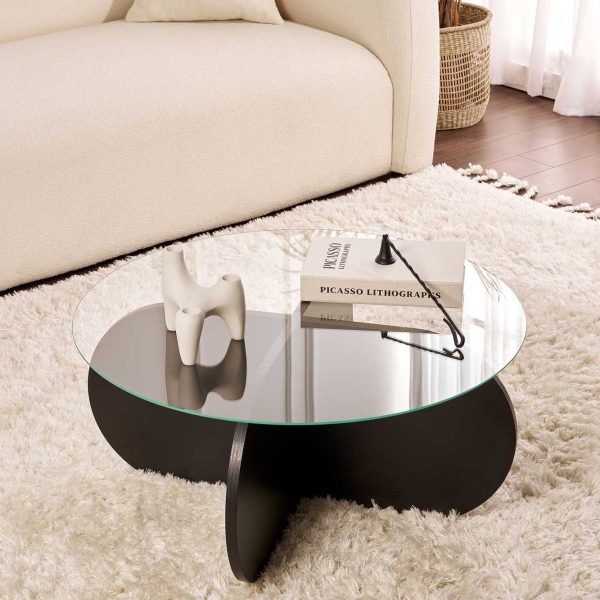 Table basse ronde en verre Aeris - HANAH HOME