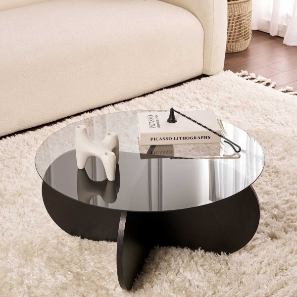 Table basse ronde en verre Aeris - HANAH HOME