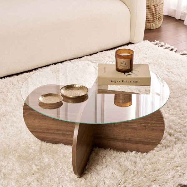 Table basse ronde en verre Aeris - HANAH HOME
