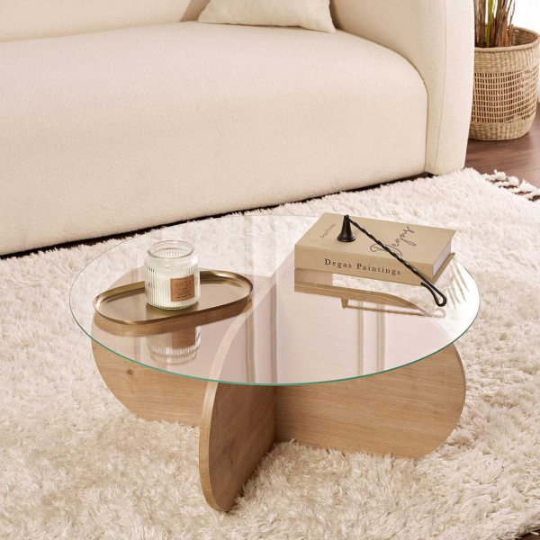 Table basse ronde en verre Aeris - HANAH HOME