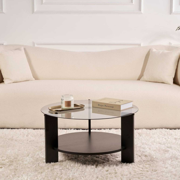 Table basse ronde en verre Clara - HANAH HOME