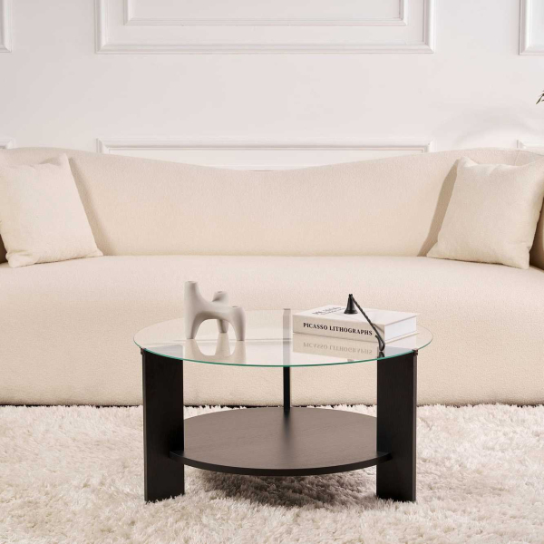 Table basse ronde en verre Clara - HANAH HOME