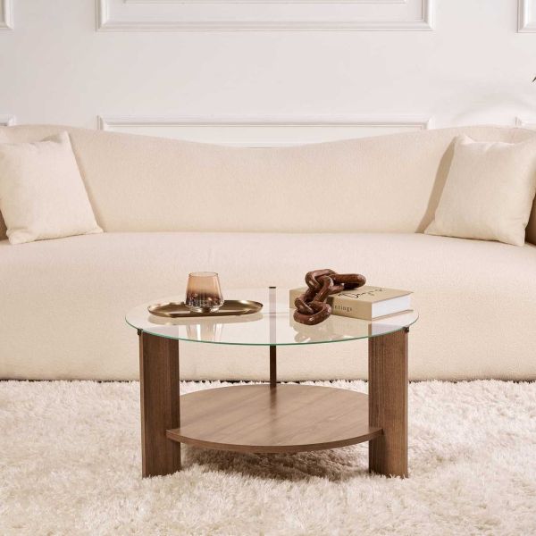 Table basse ronde en verre Clara - HANAH HOME