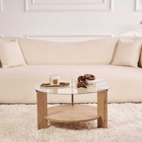Table basse ronde en verre Clara - HANAH HOME