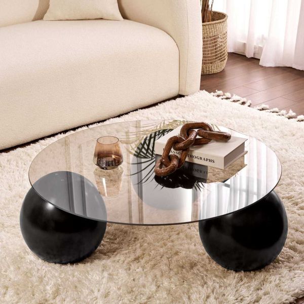 Table basse ronde en verre Miro - HANAH HOME