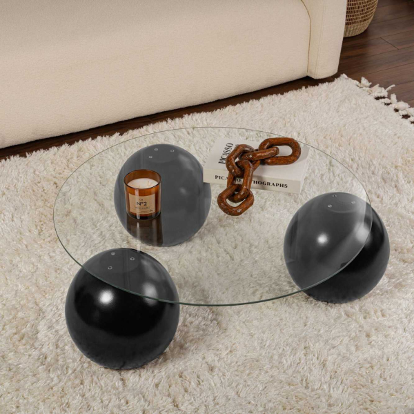 Table basse ronde en verre Miro - HANAH HOME