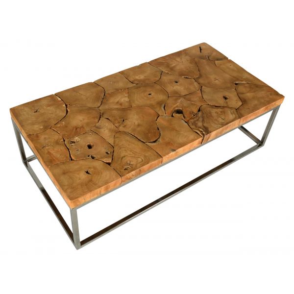 Table basse en teck et acier Puzzle - AUBRY GASPARD