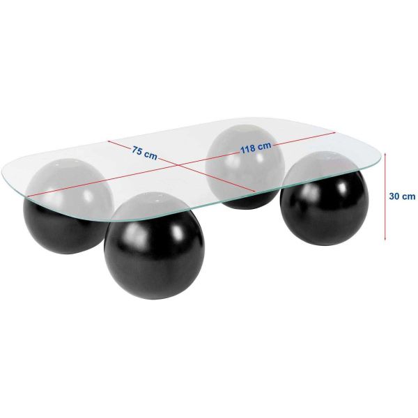 Table basse en verre 118 x 75 x 30 cm Evara - ASI-1967