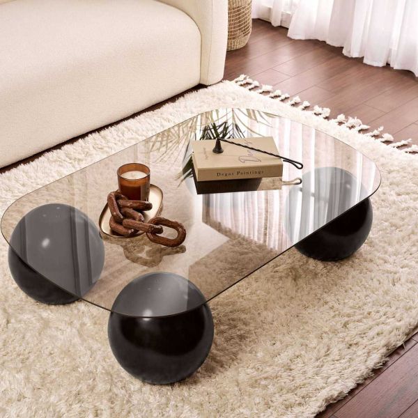 Table basse en verre 118 x 75 x 30 cm Evara - HANAH HOME