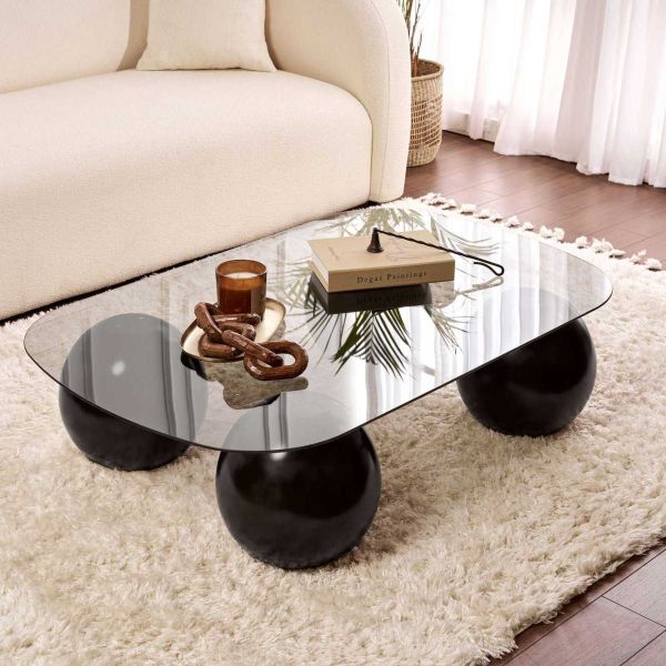 Table basse en verre 118 x 75 x 30 cm Evara - HANAH HOME