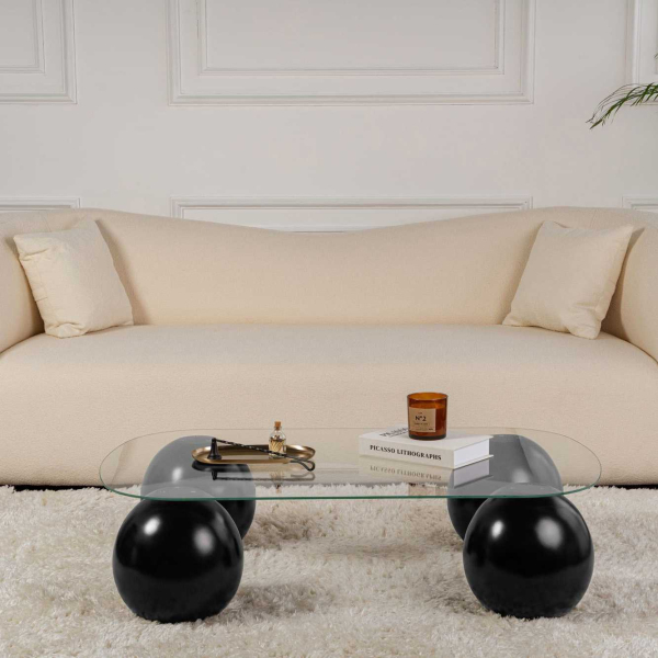 Table basse en verre 118 x 75 x 30 cm Evara - HANAH HOME