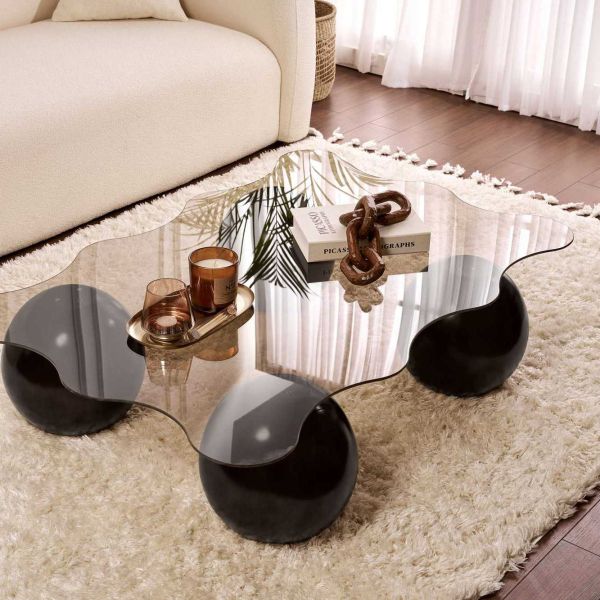 Table basse en verre 120 x 80 x 30 cm Noxa - HANAH HOME