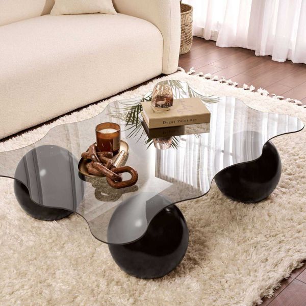 Table basse en verre 120 x 80 x 30 cm Noxa - HANAH HOME