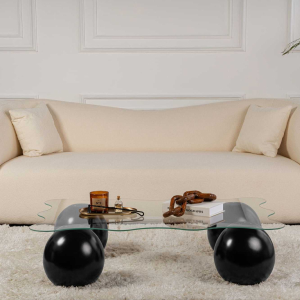 Table basse en verre 120 x 80 x 30 cm Noxa - HANAH HOME