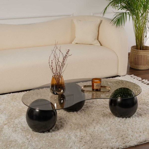 Table basse en verre 120 x 30 x 70 cm Sphere - HANAH HOME