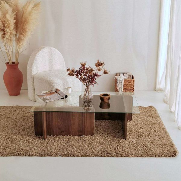 Table basse en verre et aggloméré 105 x 65 x 30 cm Escape - 169