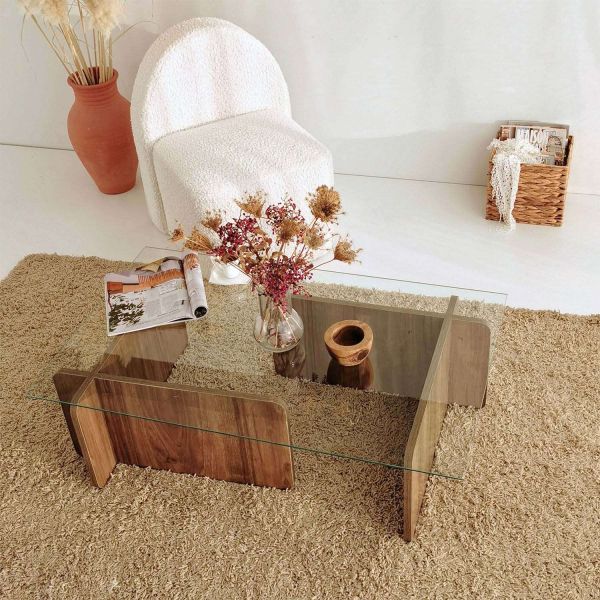 Table basse en verre et aggloméré 105 x 65 x 30 cm Escape - 5