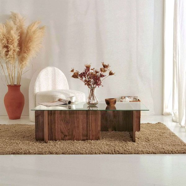 Table basse en verre et aggloméré 105 x 65 x 30 cm Escape - 7