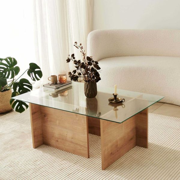 Table basse en verre et aggloméré Vetrino - 7
