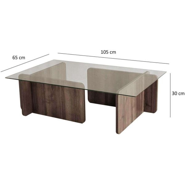 Table basse en verre et aggloméré 105 x 65 x 30 cm Escape - ASI-0348