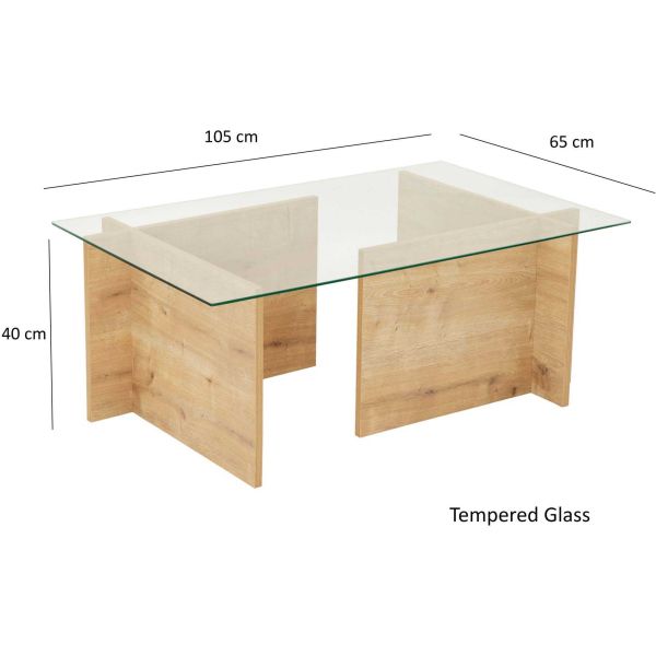 Table basse en verre et aggloméré Escape - ASI-0677