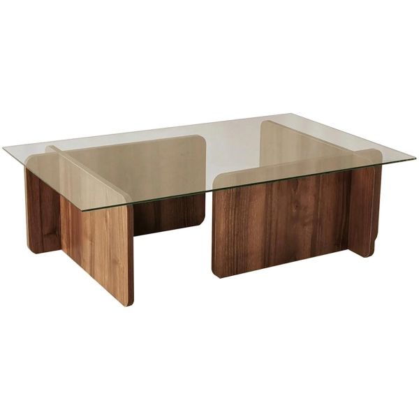 Table basse en verre et aggloméré 105 x 65 x 30 cm Escape