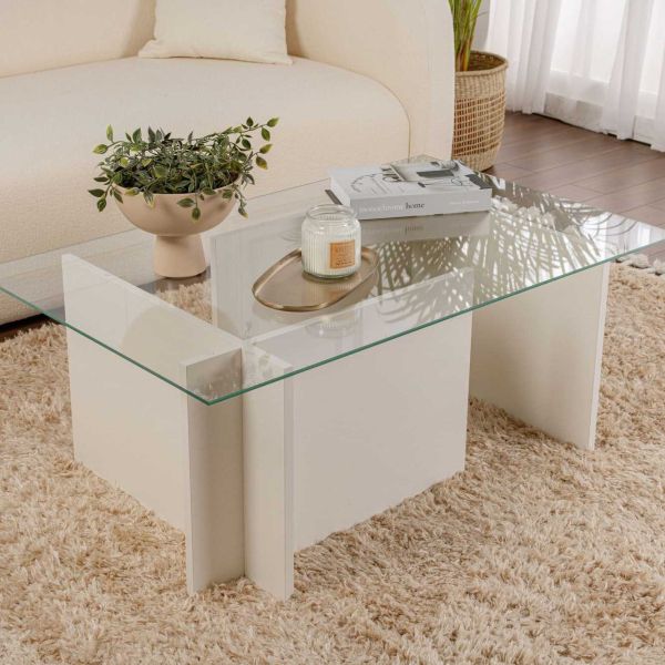 Table basse en verre et aggloméré Vetrino - HANAH HOME