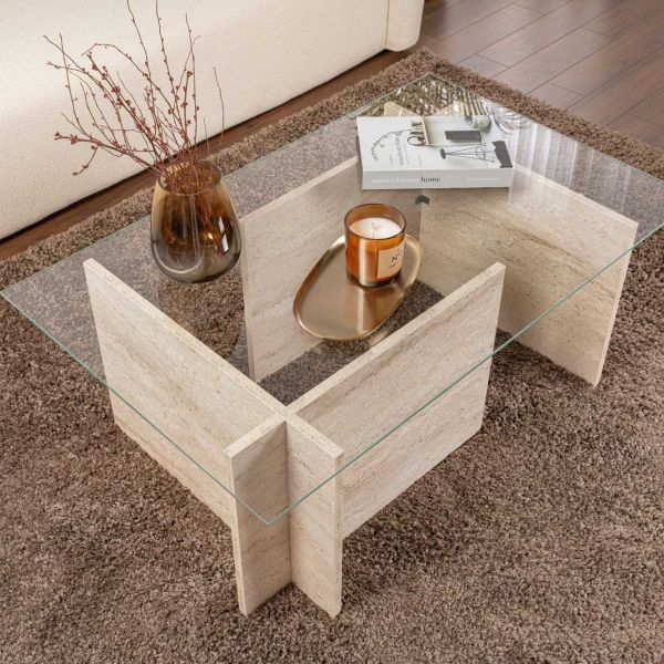 Table basse en verre et aggloméré Vetrino - 119