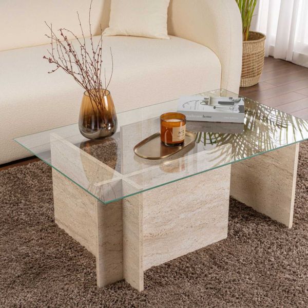 Table basse en verre et aggloméré Vetrino - HANAH HOME