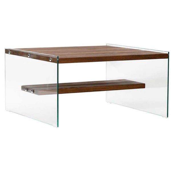 Table basse en verre et bois brut Aqua