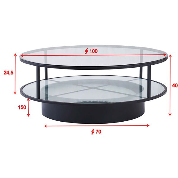 Table basse en verre ronde Falsterbo - VEN-0118