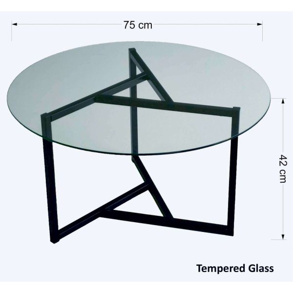 Table basse en verre trempé et métal Trio - ASI-0397
